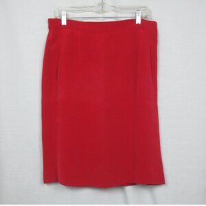Classic Dimensions Plus Size Jewel Tone Red 100% Silk Pencil Skirt with Pockets